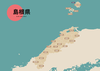 地図（地名付き）-島根県