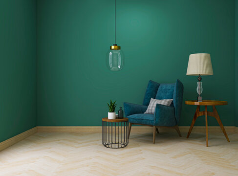 Simple living room design background, 3D rendering