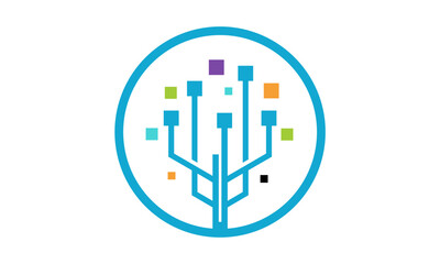 abstract digital tree logo template