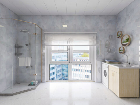 Bathroom interior design with bathtub and toilet, 3D rendering