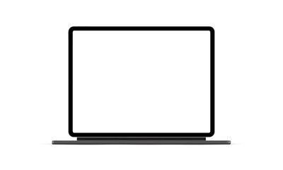 Modern Tablet Computer With Keyboard Stand, Blank Screen, Isolated on White Background, Front View. Vector Illustration
