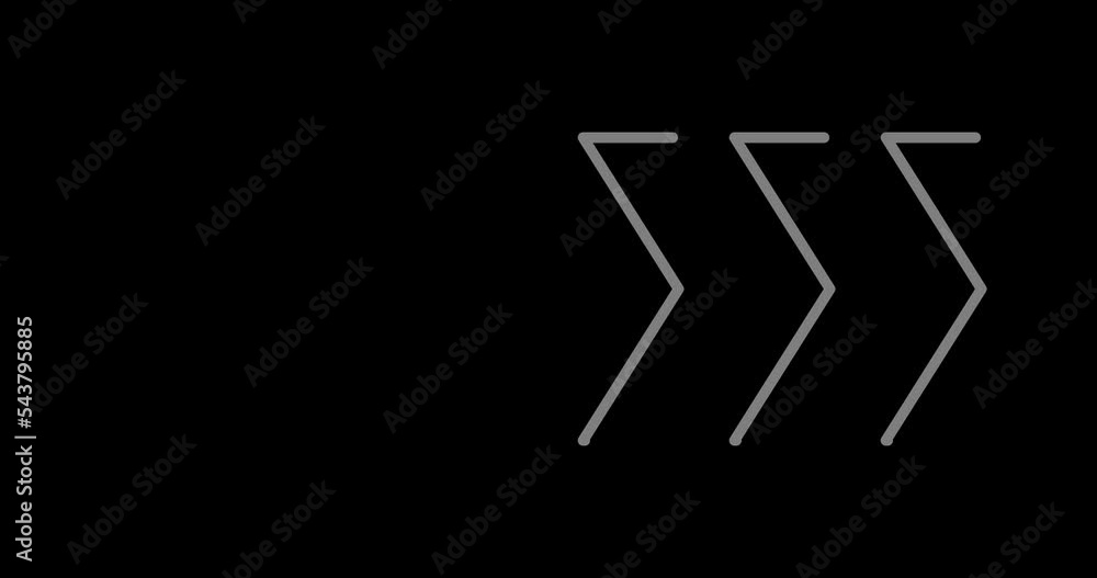 Poster right arrow animated outline icon. right arrow line icon 4k video animation with alpha channel for w