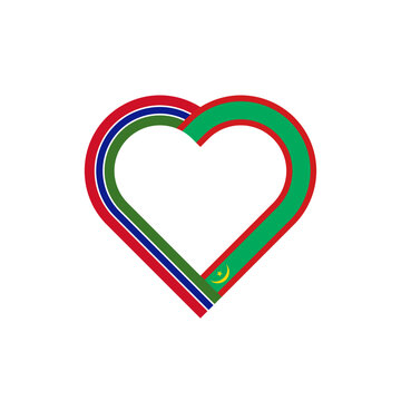 recommend clip art: friendship concept. heart ribbon icon of gambia and mauritania flags. vector illustration isolated on white background
