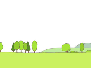 緑の草原と木々