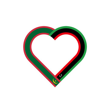 recommend clip art: friendship concept. heart ribbon icon of mauritania and libya flags. vector illustration isolated on white background