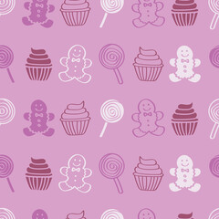 Pink Christmas Candy, Mufffin, treats seamless repeat pattern background