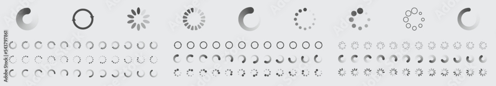 Fototapete circular loading buffering icons vector set video ready for animation gif all keyframes frames bufri