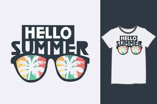 Hello summer t-shirt design template