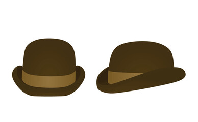 Brown  bowler hat. vector illustration