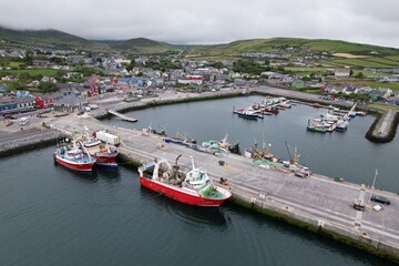 Dingle harbour County Kerry Ireland drone aerial view ..