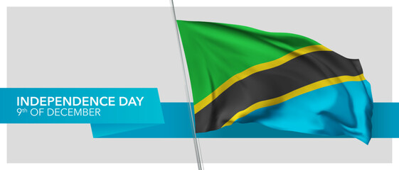 Tanzania independence day vector banner, greeting card.