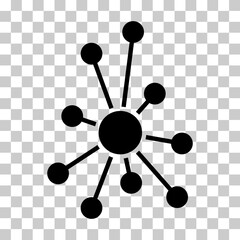 Hub flat network icon, connect structure vector symbol isolated background, technology system