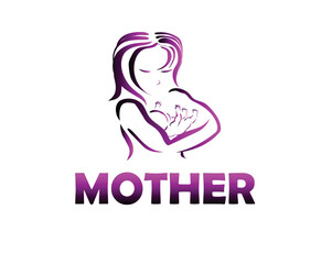 vector or logo design illustration of a mother holding her child.. suitable for greeting cards on mother's day