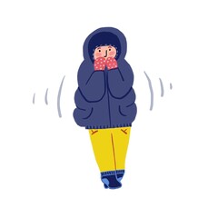 Cute painted frozen man in bright warm winter clothes