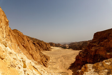 Fototapeta premium Canyon with empty sky in Sinai desert