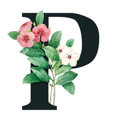 Luxury floral alphabet font png