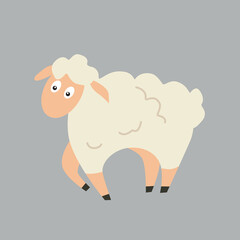 Cute lamb. Vector cartoon illustration.