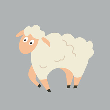 Cute lamb. Vector cartoon illustration.