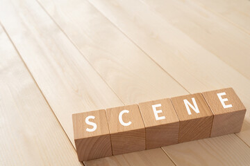 SCENEと書かれたブロック
