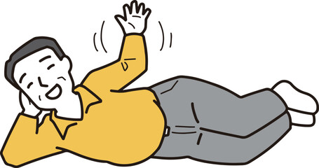 横にながら笑顔で挨拶する男性