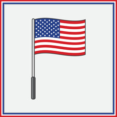 Obraz premium United States Flag Cartoon Vector Illustration. Flag of United States Flat Icon Outline