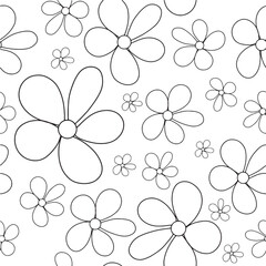 seamless pattern with flowers. Black and white