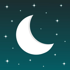 Obraz na płótnie Canvas Moon and stars. Creative vector illustration. Moonlight icon. Dark Background. Crescent moon.