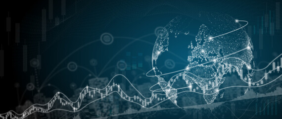 Finance economic background concept. Global stock market investment trading graph. 
Usable for banner, cover, and header.