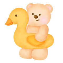 Cute baby teddy bear  in watercolor style.