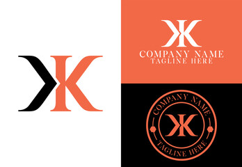 VK Monogram Logo Design - KK Monogram Logo Design. VK Logo OR KK Logo Template 