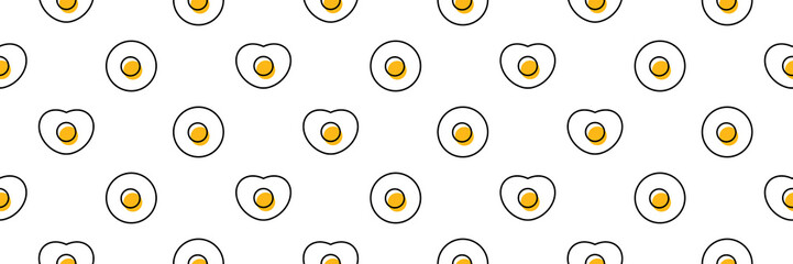 Wide horizontal vector seamless pattern background with linear, doodle style eggs.
