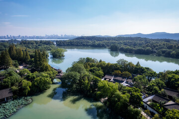 Obraz premium Aerial photography of Chinese garden landscape of West Lake in Hangzhou, China