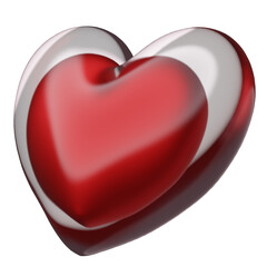 red heart glassmorphism isolated. health love or world heart day or Valentine's Day concept, 3d illustration or 3d render