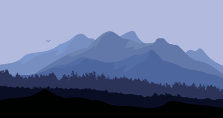big blue mountain scenery natural background illustration