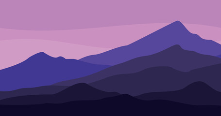 purple blue gradient layered mountain nature background illustration
