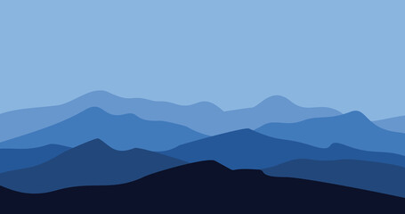 Fototapeta na wymiar blue gradient layered mountain nature background illustration