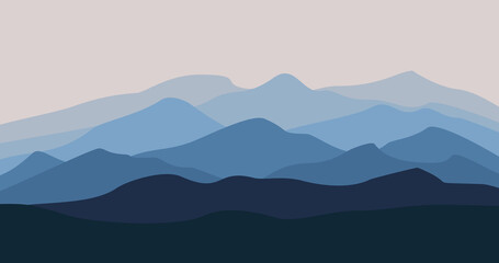 blue gradient mountain nature background illustration