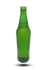 green bottle of beer isolated on white background. This has clipping path.