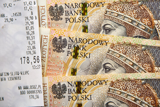 paragony fiskalne ,banknoty 200 złotowe 