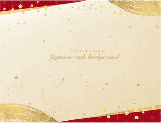 ゴールド和柄の麻模様の背景