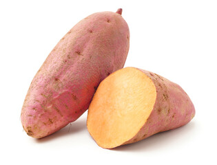 sweet potato on the white background 