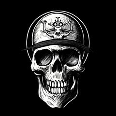 Skull sketch vector. Scull for t-shirt or poster design. Pirate insignia concept. Stylish scull icon illustration.