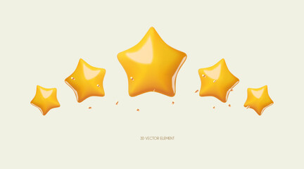 3D yellow stars. Win, award and show design element.