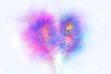Obraz premium celebration happy new year and merry christmas firework isolated on white isolated background
