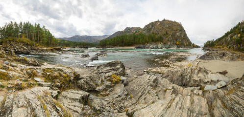 View of river Katun and Altay mountains