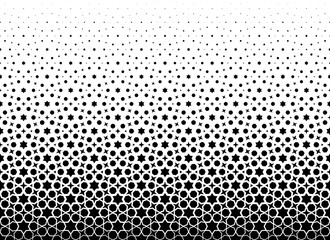 Geometric pattern of black figures on a white background. Seamless in one direction.SCALE method