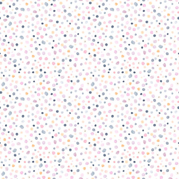 Cute watercolor background. Seamless pattern of colored spots. Perfect for fabric, textile, wallpaper.