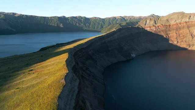 Lake in the Caldera volcano Ksudach. South Kamchatka Nature Park.