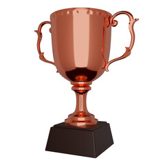 入賞の証として与えられる、銅のトロフィーまたは入賞カップのフォトリアルな透過3DCGレンダリング画像