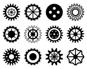 Collection of part engineering machine gear wheel icon element decorative technology graphic design abstract background vector illustration 20221106